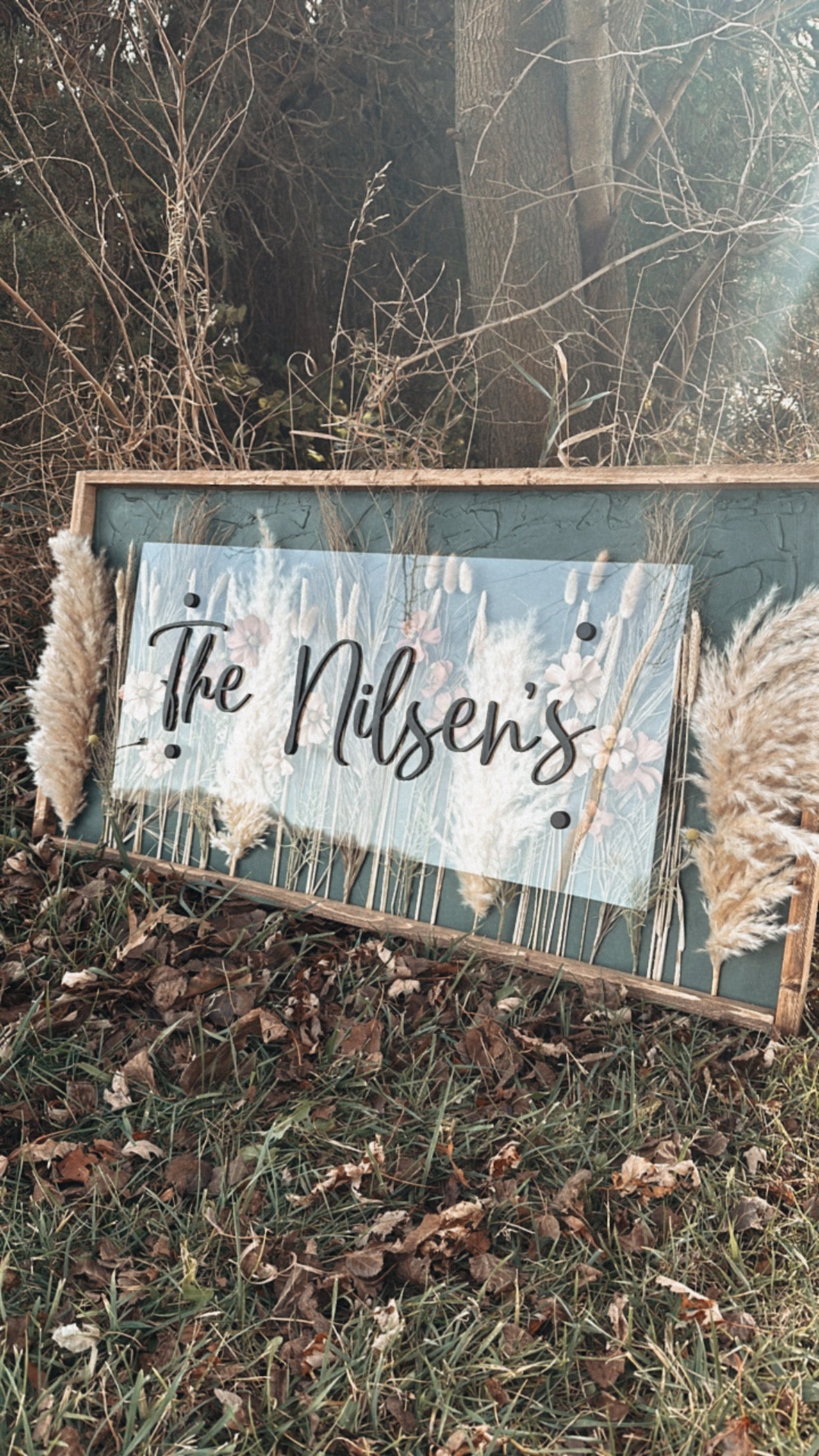 Boho Floral Acrylic Sign (Hunter Green Backer)