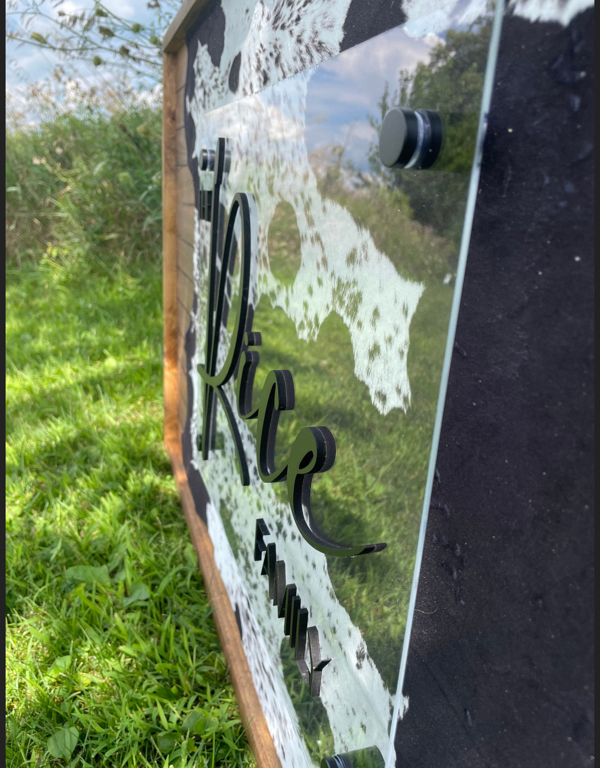 Cow Hide Acrylic Sign