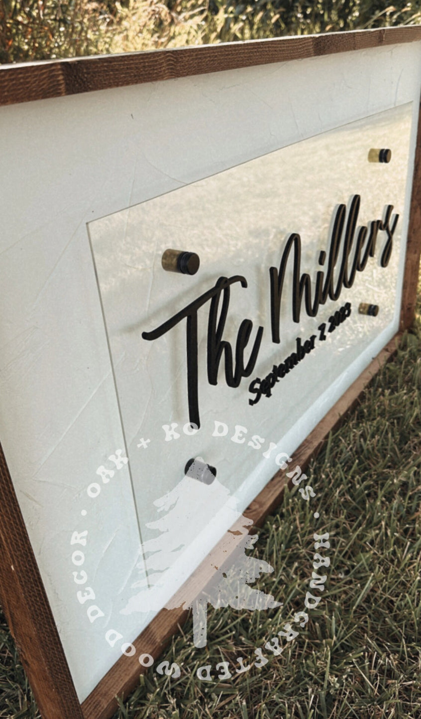 White Plaster Acrylic Sign
