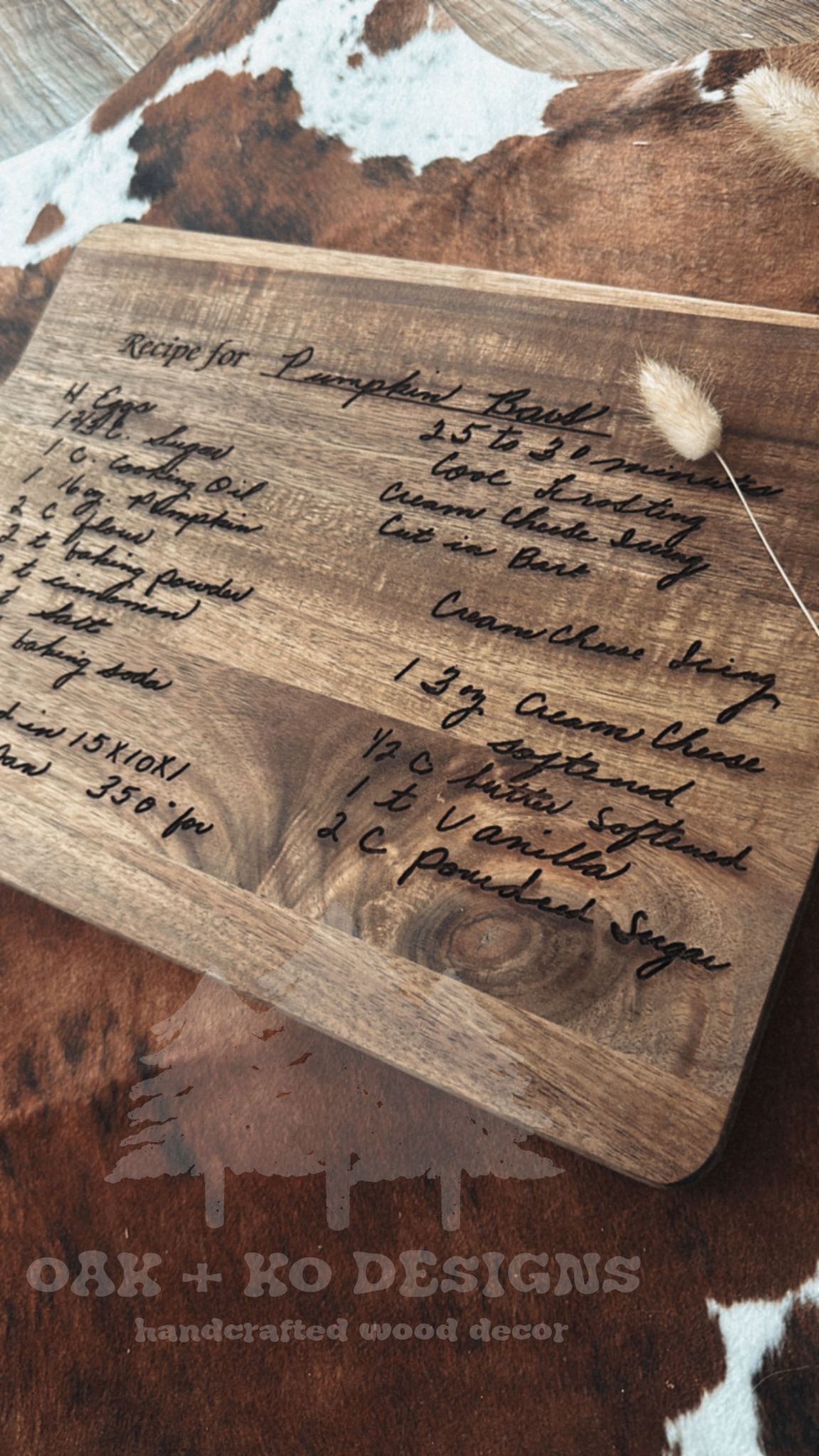 Handwritten Recipe Cutting Board