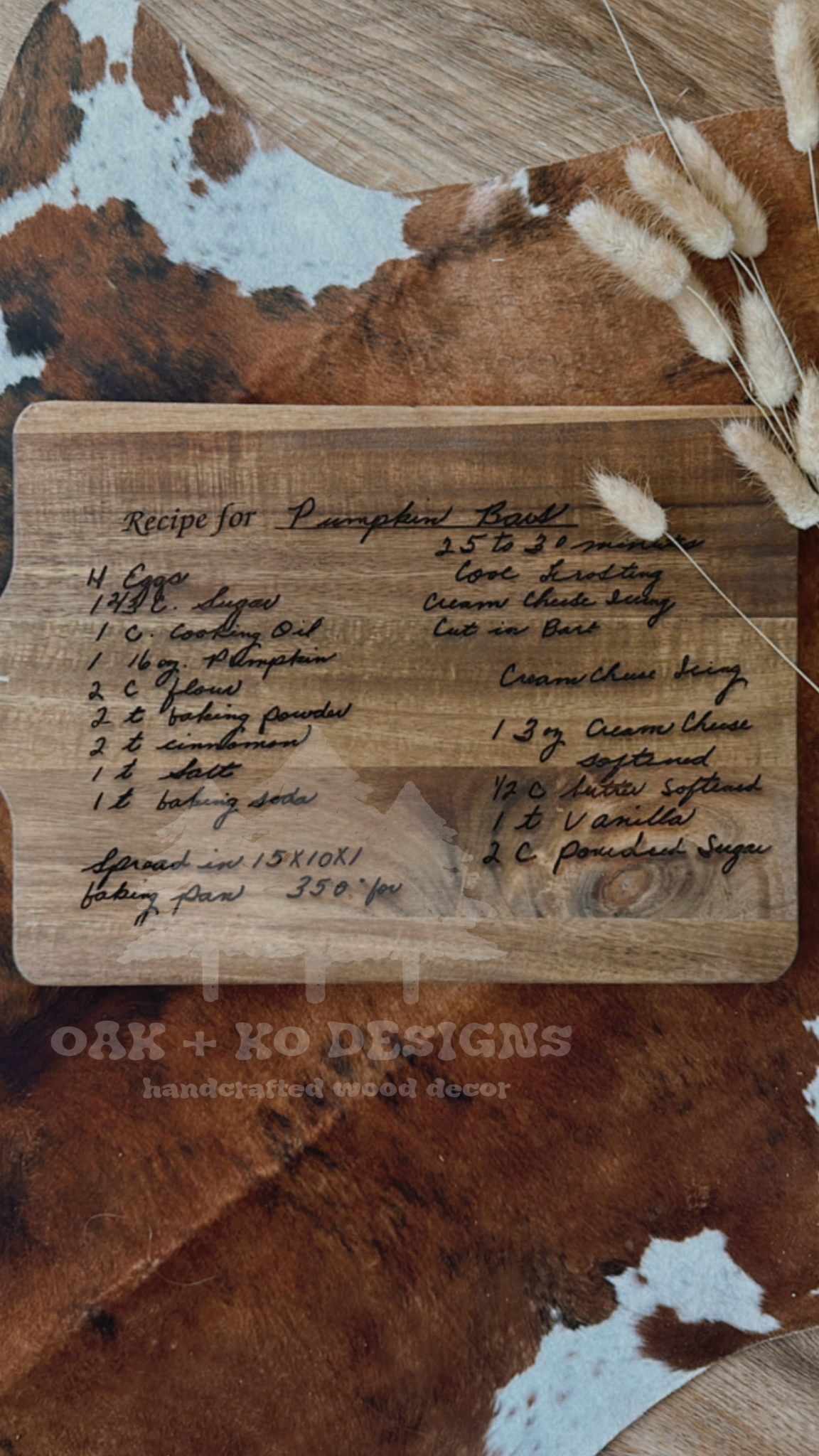 Handwritten Recipe Cutting Board