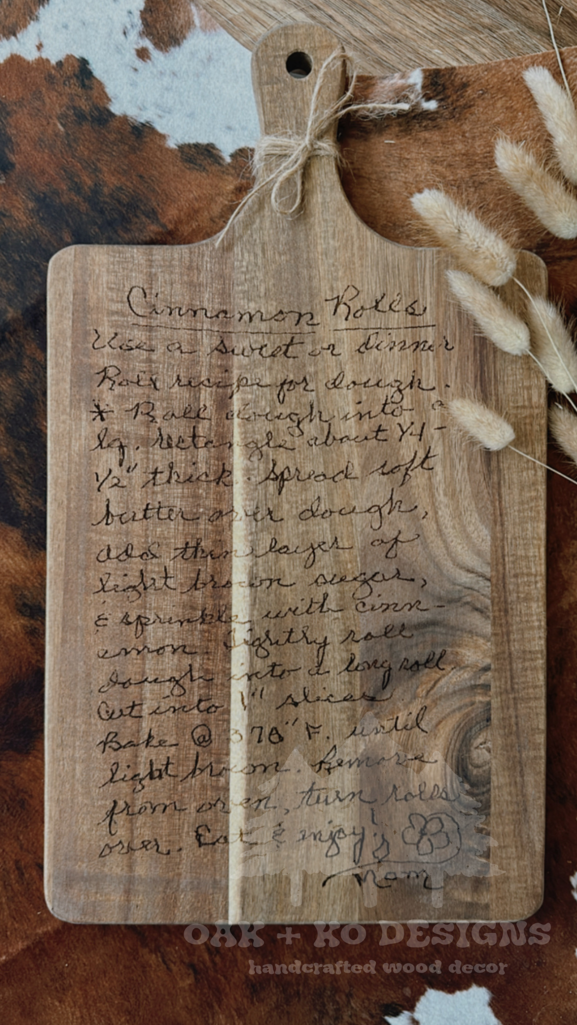 Handwritten Recipe Cutting Board