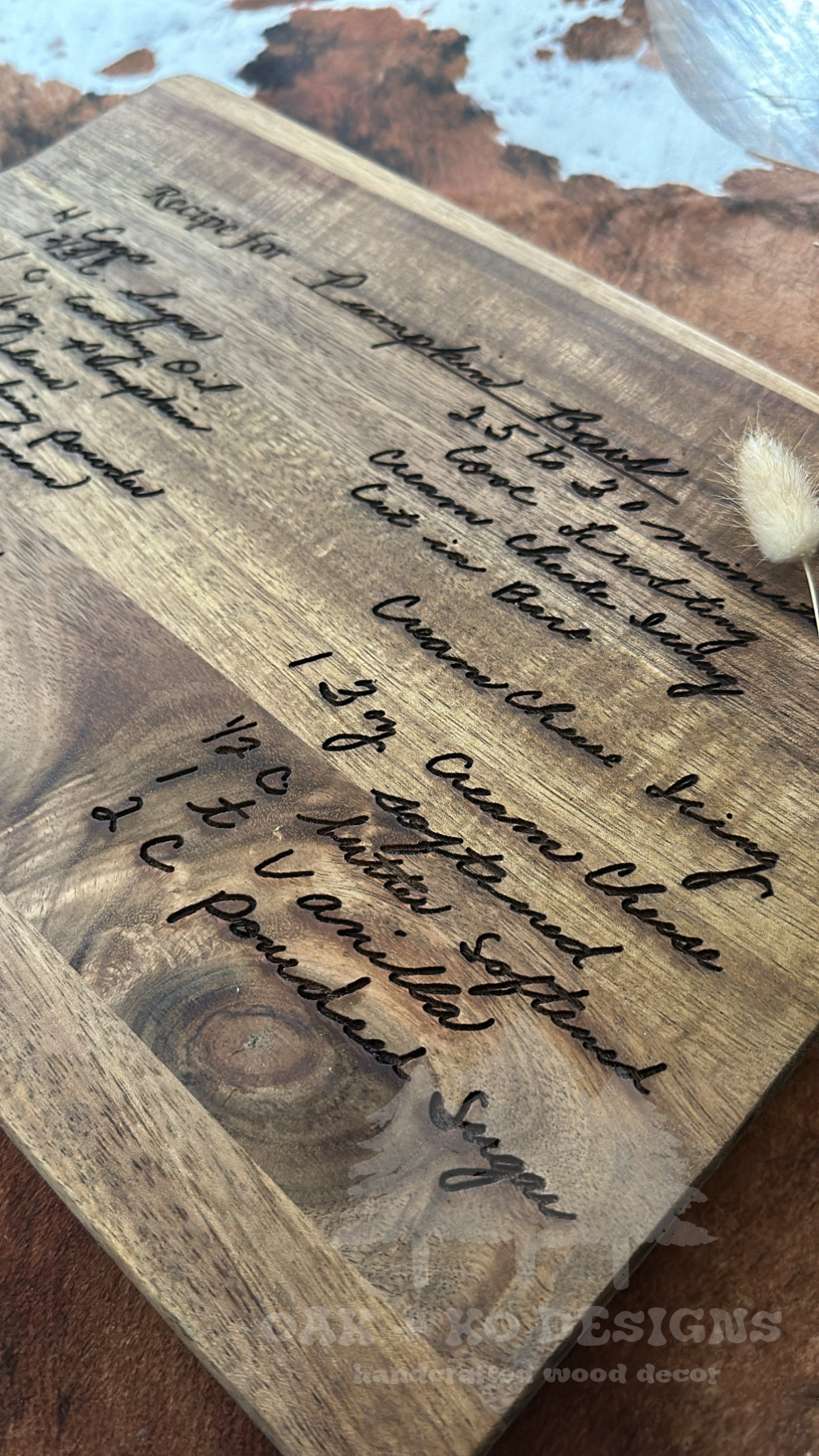 Handwritten Recipe Cutting Board